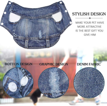 PawVibe Denim Jacket – Cool & Comfy Jean Style for Trendy Pups