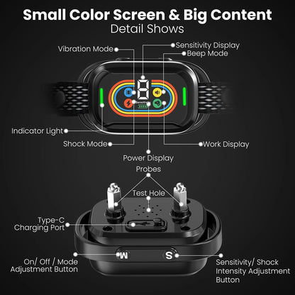 Dog Bark Shock Collar for Large Medium Small Dogs,Smart Bark Collar,Rechargeable anti Barking Training Collar with 7 Adjustable Sensitivity, with Beep Vibration