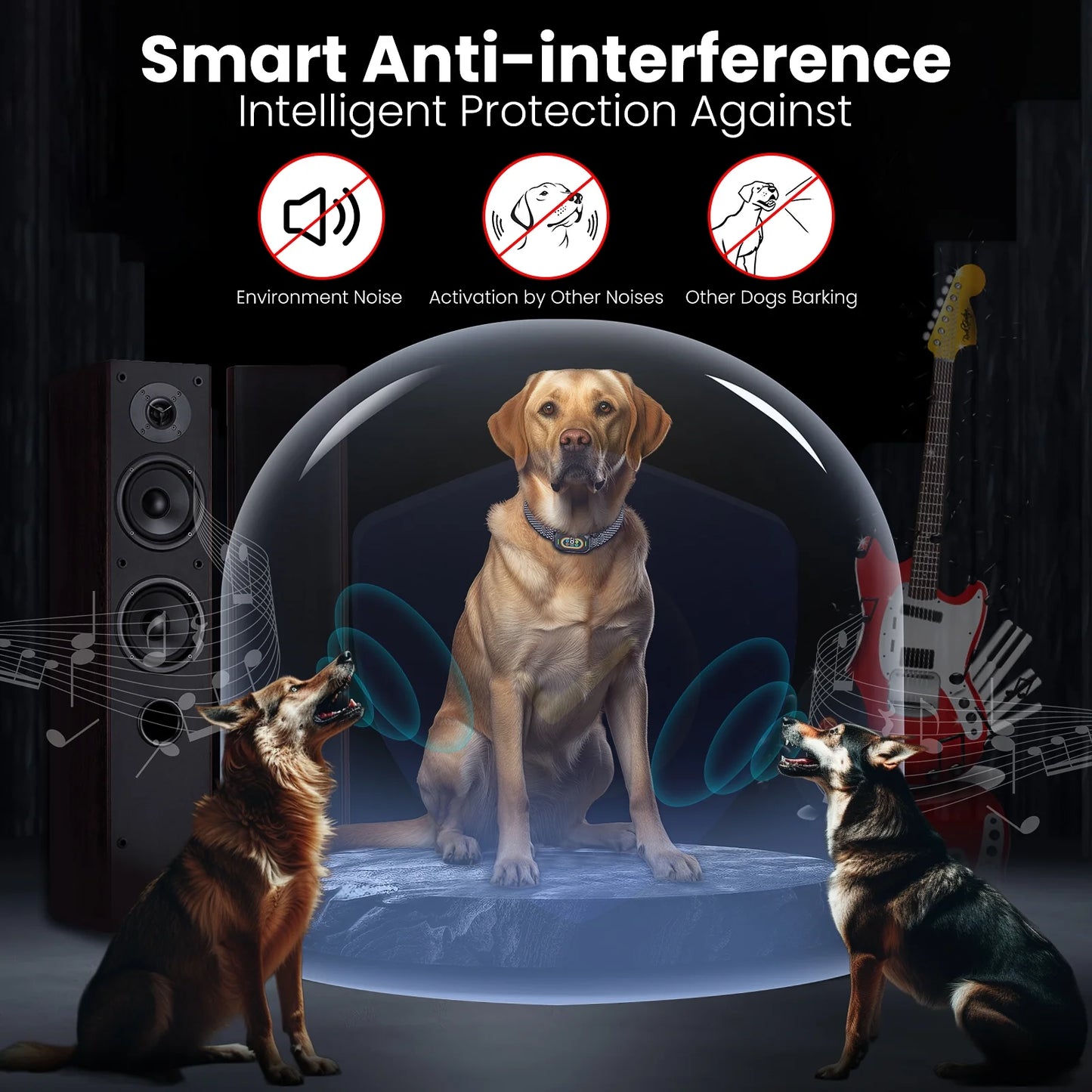 Dog Bark Shock Collar for Large Medium Small Dogs,Smart Bark Collar,Rechargeable anti Barking Training Collar with 7 Adjustable Sensitivity, with Beep Vibration